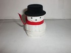 Enamel Snowman Necklace In Velour Snowman With Black Hat Gift Box