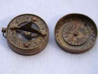 Antique Brass Pocket Sundial Compass Vintage Finish  Nautical Maritime Style