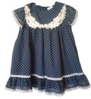 Vtg Nanette  Toddler Girl Blue Sheer Polka Dot Floral Lace Ruffle Dress  4t  Nwt