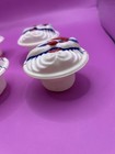 Rare Htf Lot Of 6 Vintage Christmas Santa Cupcake Store Displays Window Display