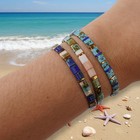 3pcs Colorful Tile Beaded Bracelet Set For Women Girls Boho Square Beads