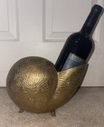 Vintage Brass Nautilus Snail Shell   Heavy 3 Footed Planter Or Wine Cooler 9 5 