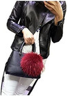 6 large Fluffy Genuine Fur Pom Pom Keychain Puffy Ball Car Keyring bag Purse Cha