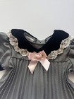 Vintage Rose Cottage Baby Girl Dress 6-9m Black White Velvet Pink Roses