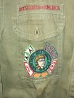 Vintage Boy Scouts Of America Uniform Green Button Up Shirt With Patches