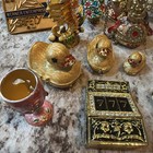 Vintage-style Gold Jewelry Trinket Pill Box  bonnie  Enameled Collectibles