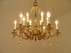 Antique Vintage Chandelier Brass Crystal 12 Light    25  Lightings Fixtures