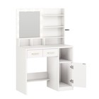 Vanity Makeup Desk With 3 Color Led Light Mirror Power Outlet For Bedroom White