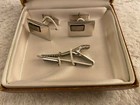 Vintage Collectible Cufflinks   Tie Clasp bar Set By Flex-let In Original Case