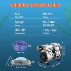 Pond Aerator Pump Lake Pond Aeration System 3 4 Hp 550w 5 2cfm Pond Aeration Kit