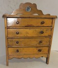 Fine Antique Miniature 4-drawer Empire Chest Drawers Primitive Hand Made 19th C 