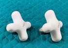 Vtg Lot 2 White Porcelain Cross Handles Faucet Knobs X Handles Hot Cold Speakman