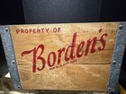 Vintage Borden   s Dairy Milk Crate Wood   Galvanized Metal Red Pyro Nice One Look