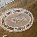 Vintage 1920s Oval Hand Hooked Floral Rug Pastel Beige Floraldesign  Perfect Bac