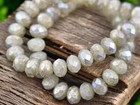 Silver Mercury Washed Ivory Opal Ab Czech Glass Fire Polished Rondelle Beads
