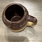 Vtg Mini Stoneware Mug Stein Beer Barrel Pot Belly Design Pottery Brown