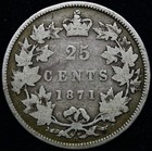 1871-h Canada  25 Cents -victoria Silver Coin  -  d11