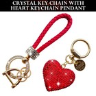 Crystal Car Keychain For Women With Sparkly Rhinestone Heart Shape Keychains    