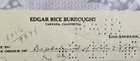 Edgar Rice Burroughs Signed 1946 Personal Check    Copy Of Letter Of Provenance 