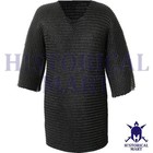 Black Butted-ring Chainmail Shirt 10mm Mild Steel Short Sleeve Black Finish