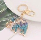 Adorable Elephant Rhinestone Gold Key Chain Purse Backpack Charm Keychain