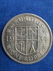 1934 Mauritius 1 Rupee Silver George V Km 17 Xf-au British Colonial Coin