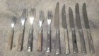 Lot Of 10 Antique Civil War Era Silverware Knives Forks Wood Handles