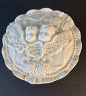 Vintage White Bisque Cherub Trinket Box Highly Detailed Ornamental Victorian Euc