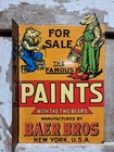 Vintage Baer Bros Paint Porcelain Sign Bruin Flange Advertising Hardware Store