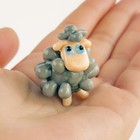 Handmade Art Glass Gray Sheep Figurine Cute Mini Lamb Collectible Ornament