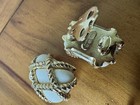 Vintage Replica Signed Earrings Made In Italy Gold Tone Rope Design