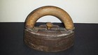 Antique Rare Primitive Clothing Iron Sad W  Wood Handle   Sensible Trivet Cast