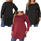 Women Blouse Neckline T-shirt Party Tops Partywear Plus-size Long Sleeve Tee