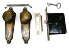 Antique Door Set Victorian   Eastlake Backplate Knob Mortise Lock Key Reclaimed