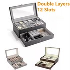 12slots Pu Leather Wrist Watch Box Organizer Box Jewelry Storage Display Case
