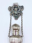 Large Antique Sterling Silver Chatelaine Perfume Scent Bottle W  Ornate Clip