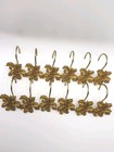 Decorative Floral Shower Curtain Hooks Set Of 12 Gold Polished Metal Bathroom