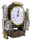 Rustic Western Cowboy Pistol Revolver Guns And Bullets Analog Table Clock Decor