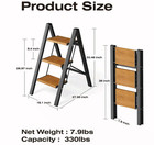 Taranta 3 Step Ladder 330lb Aluminum Folding Stool Wide Anti Slip