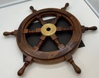 Brass Wall Decor Ships Wooden Boat Pirate Steering Vintage Antique Wheel 24  