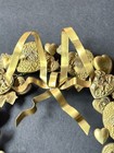 Rare Vintage Dresden Brass Wreath Hearts Antique Bow Metal Mcm Heart Mid Century