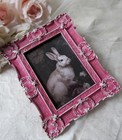 Vintage Rabbit patina victorian Frame ornate Frame pink goth art Print 5x7 Frame