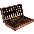 Classic Wooden Chess Set     Handcrafted Walnut Pieces   Foldable Board