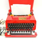 Olivetti Valentine Typewriter Red Bucket Vintage  W  Case Spain And New Ribbon