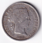 1868 Spanish Philippine Isabel Ii 20 Centimos De Peso Silver Coin - Spain  c8