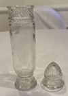 Vintage Tiffin Glass Marly Apothecary Jar   14 Clear Swirl Decorative Finial