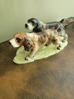 Vtg English Hunting Springer Cocker Spaniel Dog Figurine Porcelain Ceramic Pair