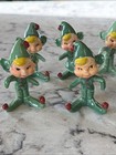9 Vintage Holt Howard Green Pixie Elf Place Card Holder Figurine 1959 Mcm Xmas
