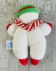 Vtg Eden Snowman Plush Terrycloth Rattle Lovey Christmas White Red Waffle