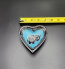 Hand Carved Elephant Soapstone Turquoise  Black Heart Trinket Dish Kenya